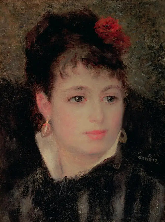 Kvinna med en ros i håret - Pierre-Auguste Renoir