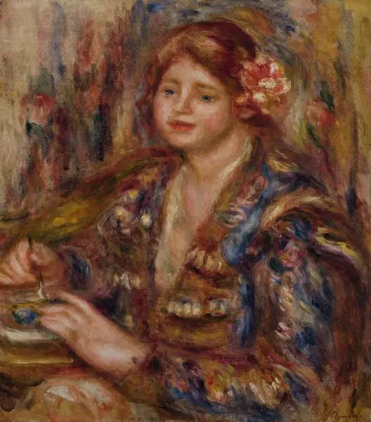 Kvinna med en ros - Pierre-Auguste Renoir