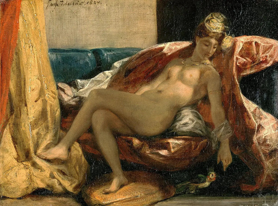 Kvinna som klappar en papegoja - Eugène Delacroix