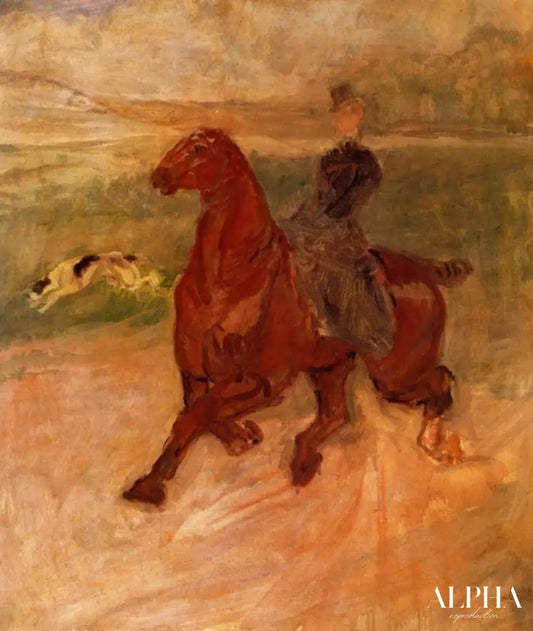 Femme cavalière et chien - Toulouse Lautrec - Reproductions de tableaux et peintures haut de gamme