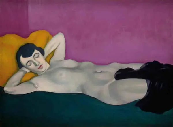 Kvinna som ligger på lila bakgrund - Félix Vallotton