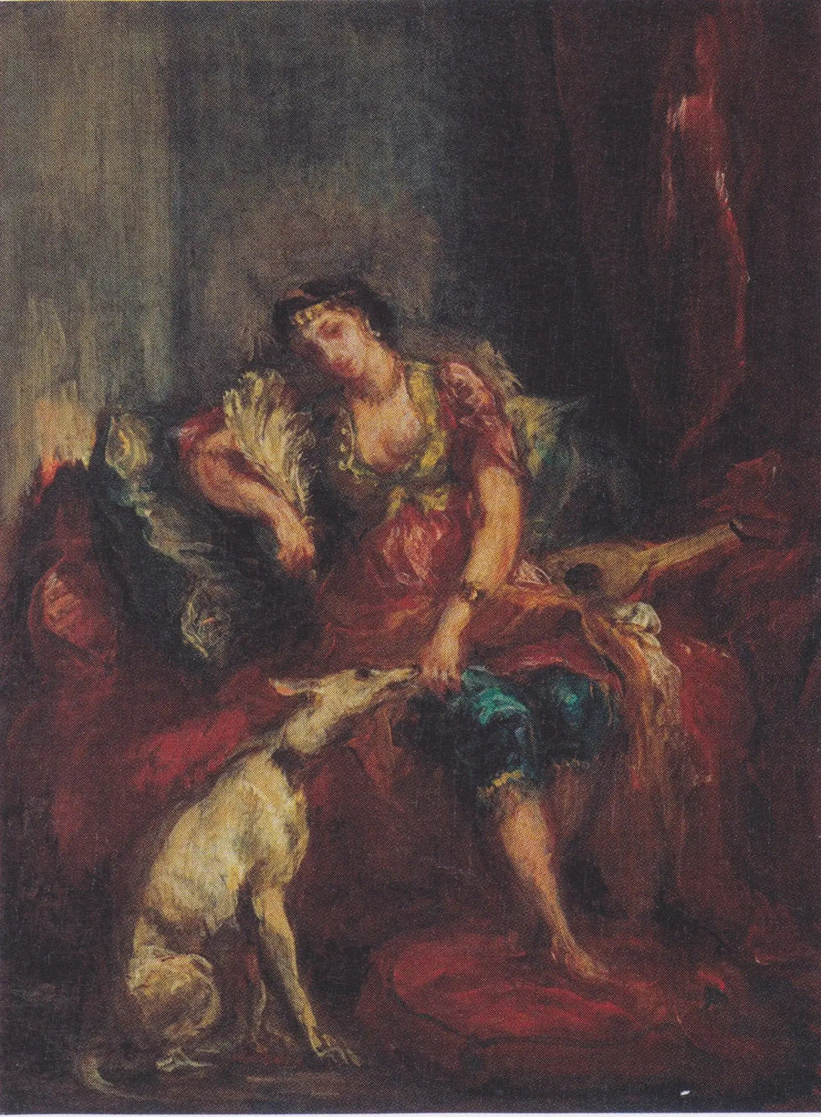 Algerisk kvinna med en vinthund - Eugène Delacroix