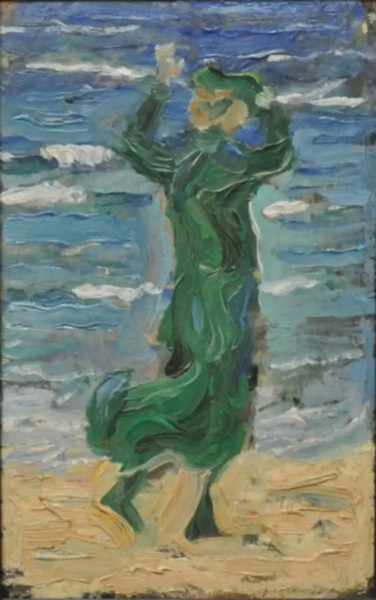 Kvinna i vinden vid havet - Franz Marc