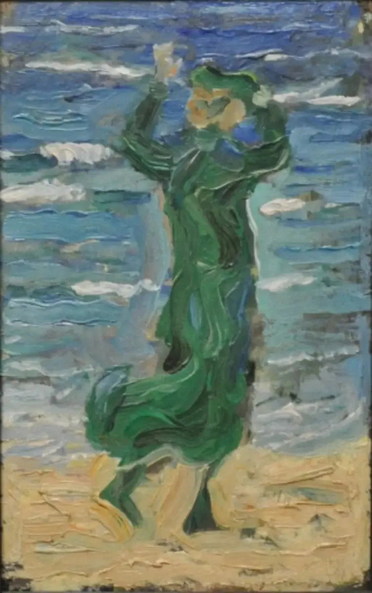 Kvinna i vinden vid havet - Franz Marc
