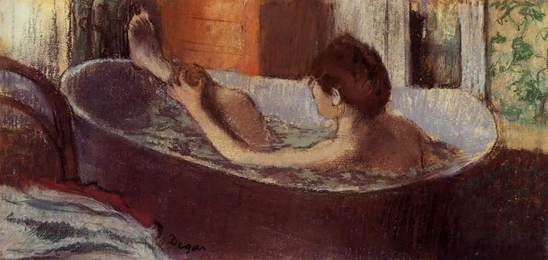Kvinna i badet som torkar sitt ben - Edgar Degas