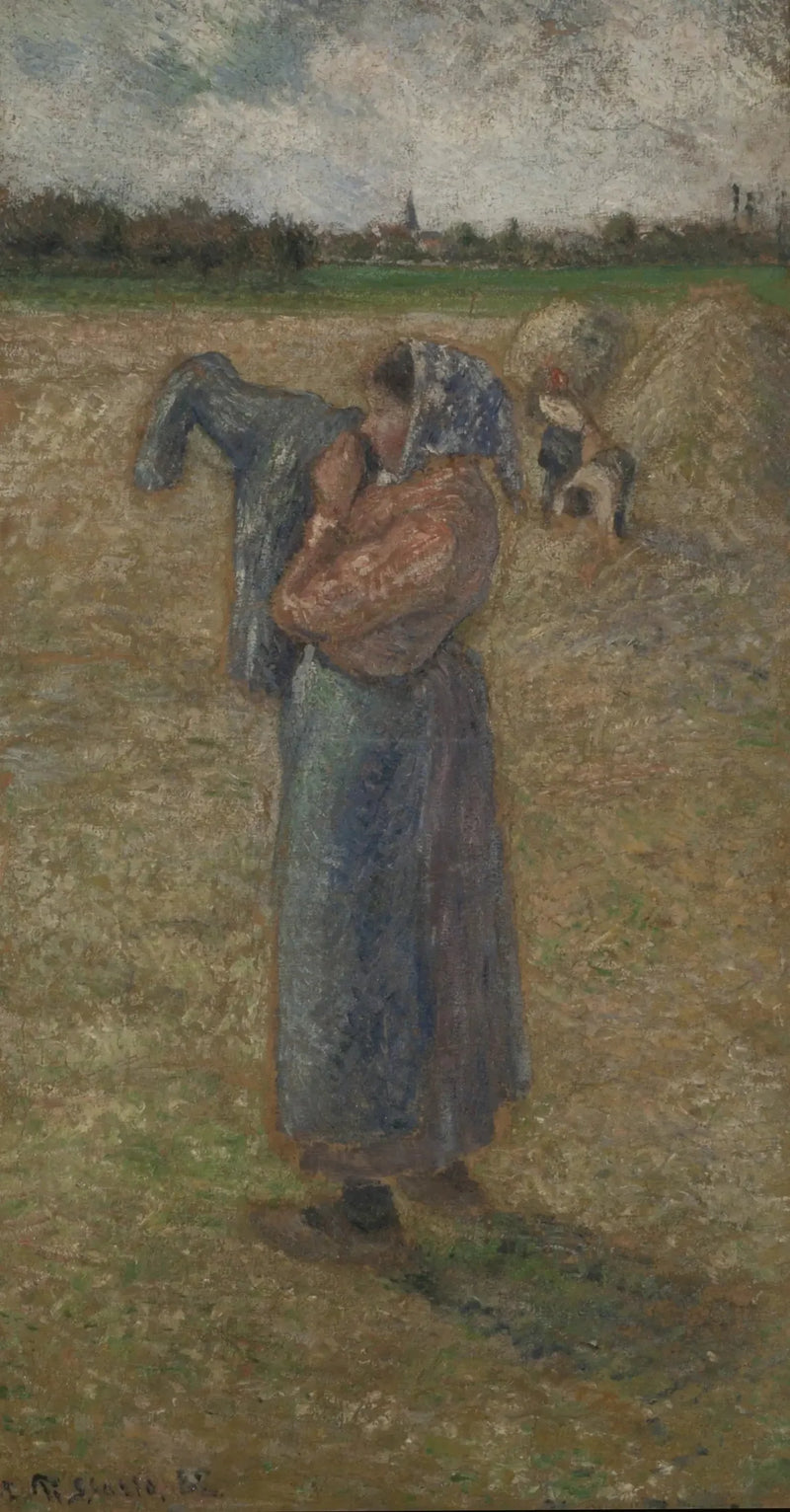 Kvinna i ett fält - Camille Pissarro