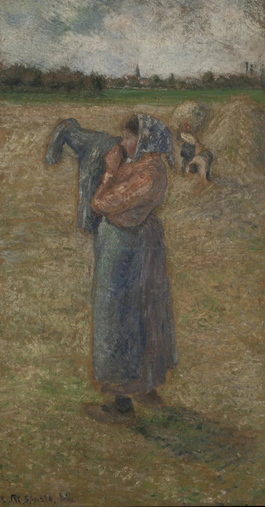 Kvinna i ett fält - Camille Pissarro