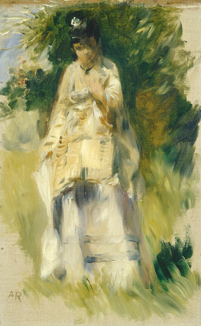 Kvinna stående nära ett träd - Pierre-Auguste Renoir