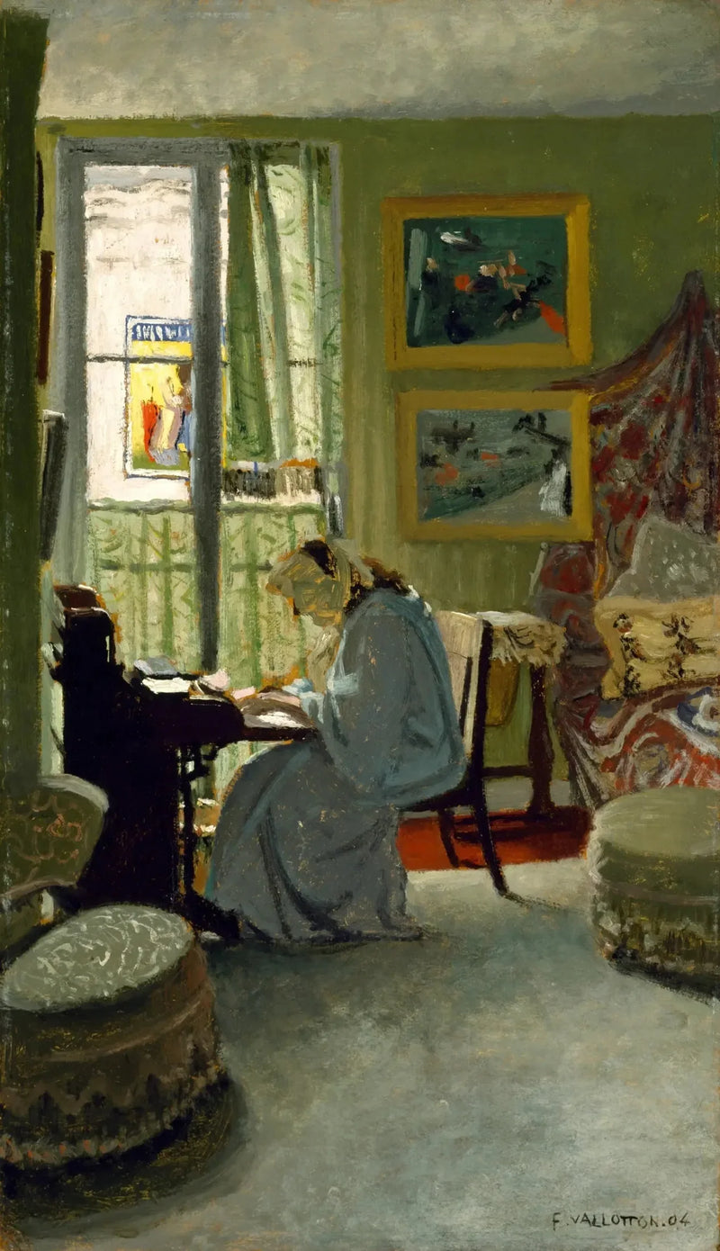 Kvinnor som skriver i ett inomhusmiljö - Félix Vallotton