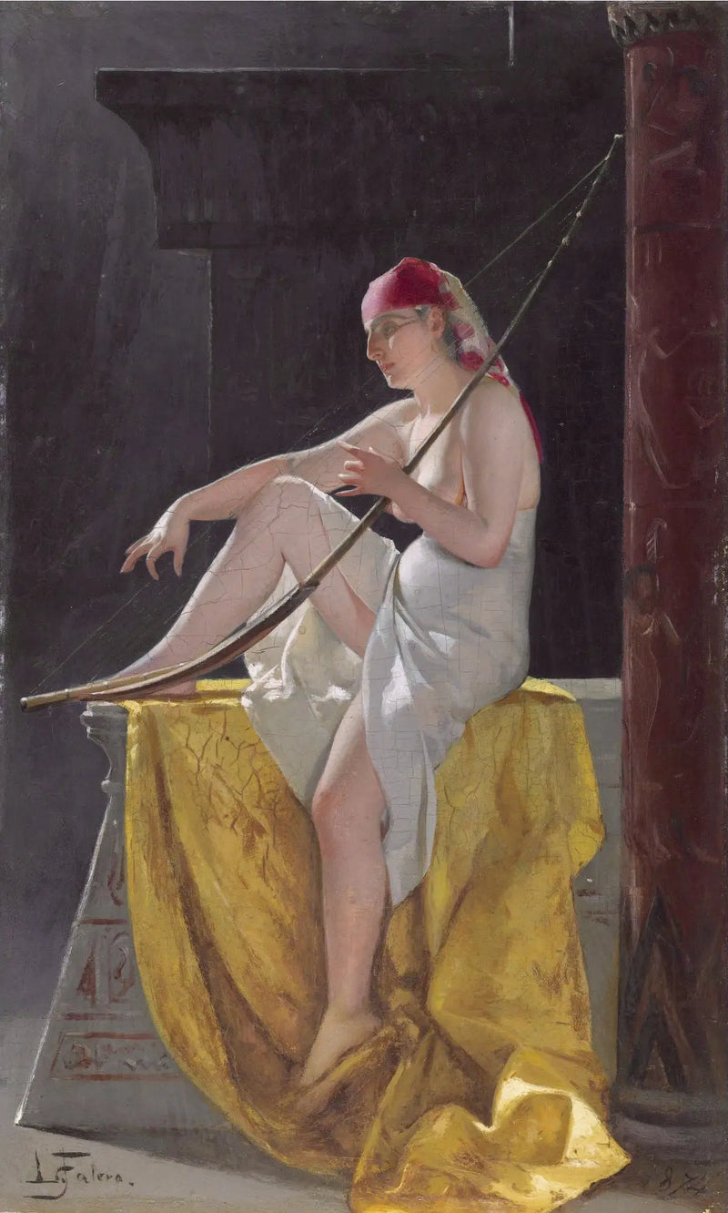 Egyptisk kvinna med harpa - Luis Ricardo Falero