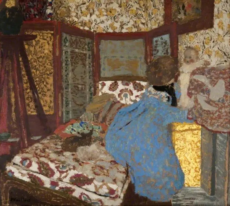 Kvinna i blått med ett barn - Édouard Vuillard