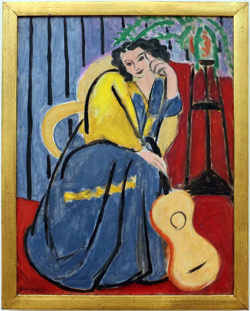 Kvinna i gult och blått med gitarr - Henri Matisse