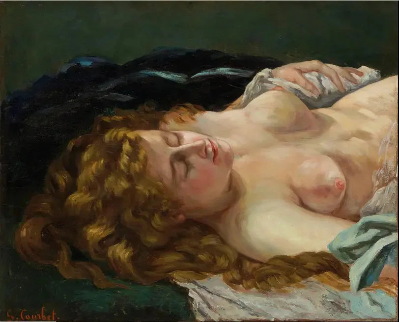 Sovande kvinna med rödhårigt hår - Gustave Courbet