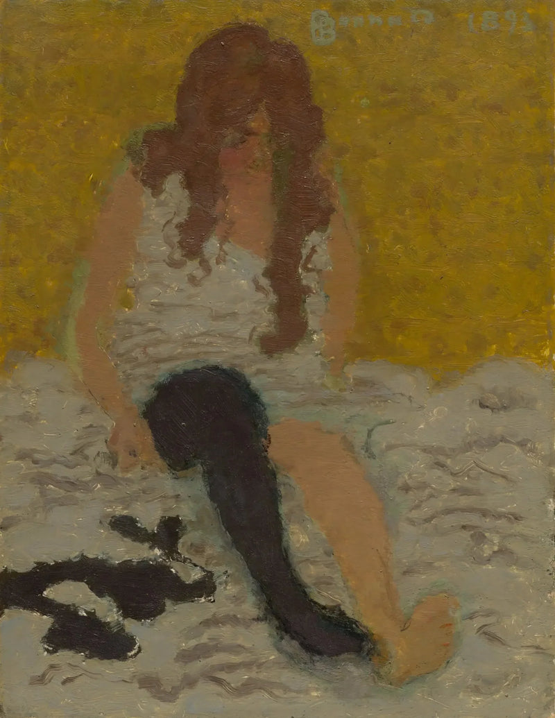 Kvinna som sätter på sina strumpor - Pierre Bonnard