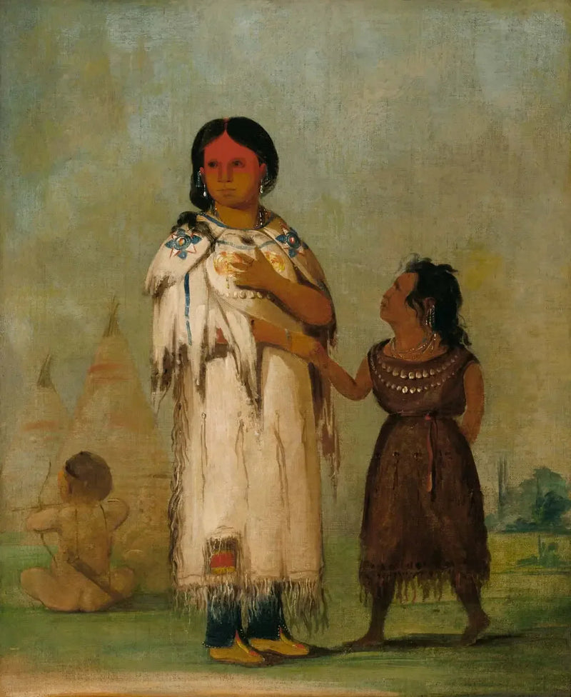 Kvinna och barn av assiniboine - George Catlin