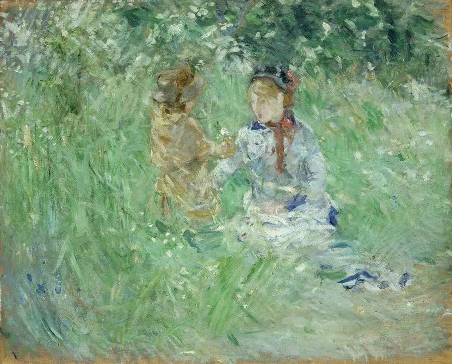 Kvinna och barn i en äng i Bougival - Berthe Morisot