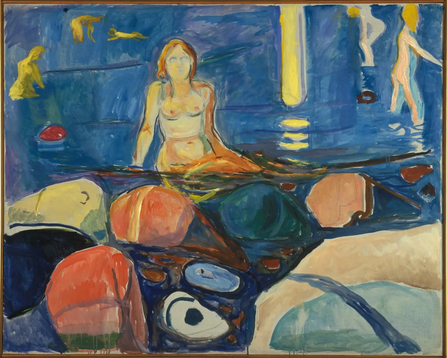 Kvinna och barn som badar - Edvard Munch