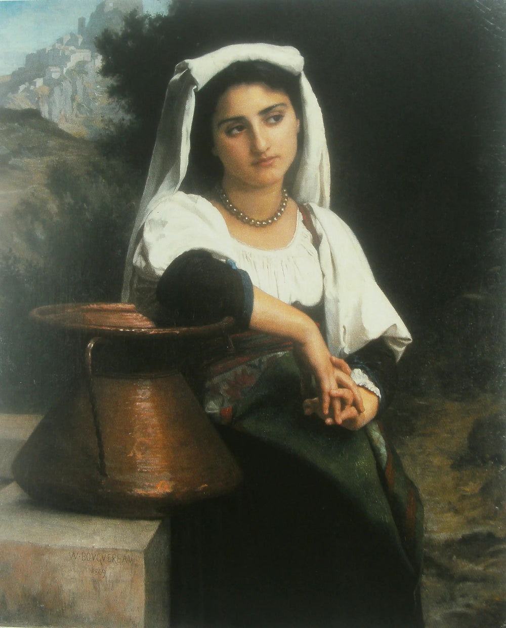 Reproduction du tableau « Femme italienne à la fontaine - Bouguereau » par Alpha Reproduction en peinture à l’huile