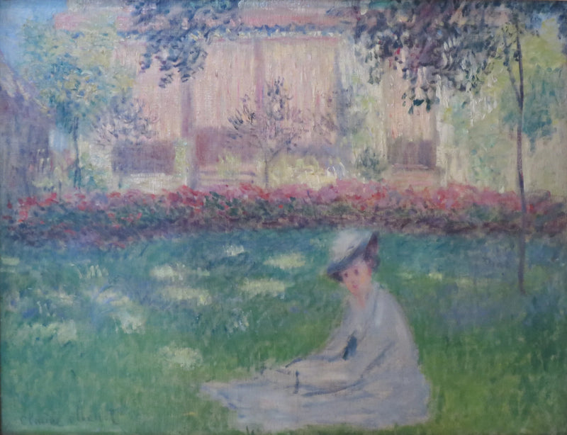 Kvinna som sitter i trädgården W407 - Claude Monet