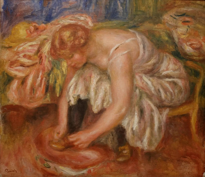 Kvinna som snörar sina skor - Pierre-Auguste Renoir