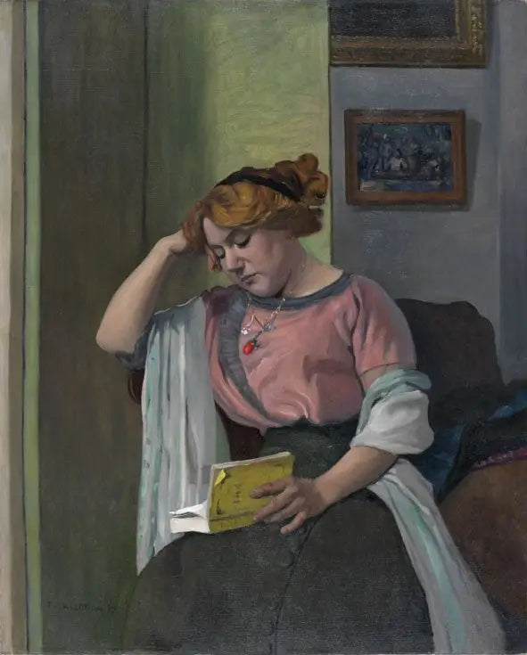 Kvinna som läser inomhus - Félix Vallotton