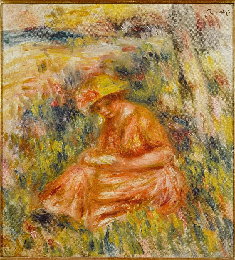 Kvinna som läser i ett landskap - Pierre-Auguste Renoir