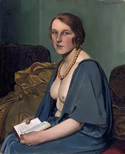 Kvinna som läser, nakenbröst - Félix Vallotton