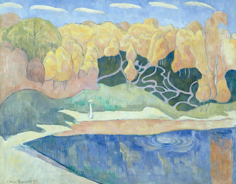 Kvinna som går längs Aven-stranden - Émile Bernard