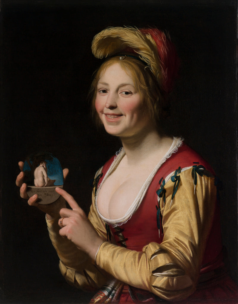 Kvinna som visar ett obscen föremål - Gerrit van Honthorst