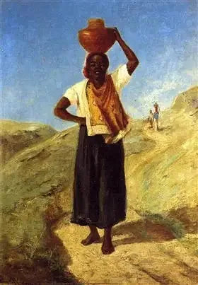 Svart kvinna som bär en kruka på huvudet - Camille Pissarro