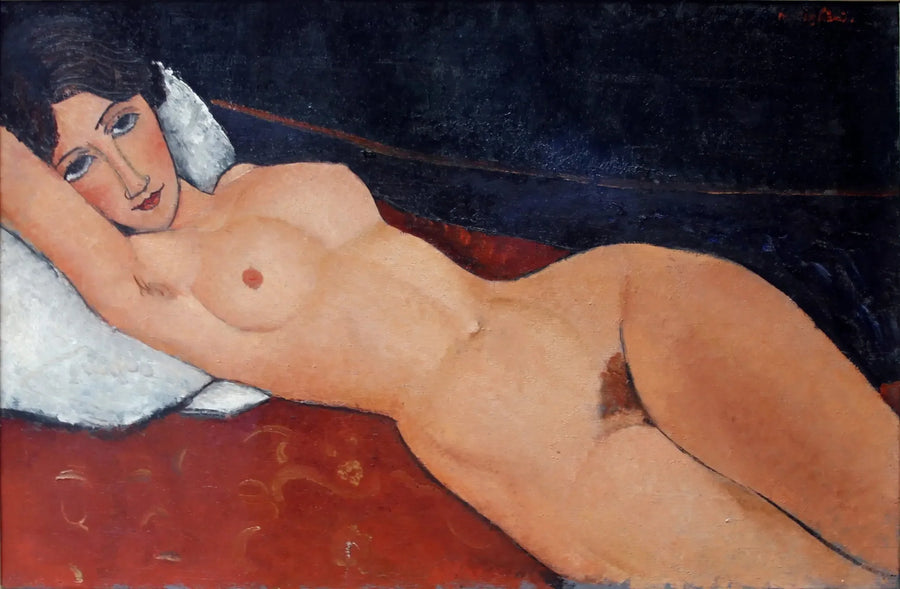 Naken kvinna liggande på en kudde - Amedeo Modigliani