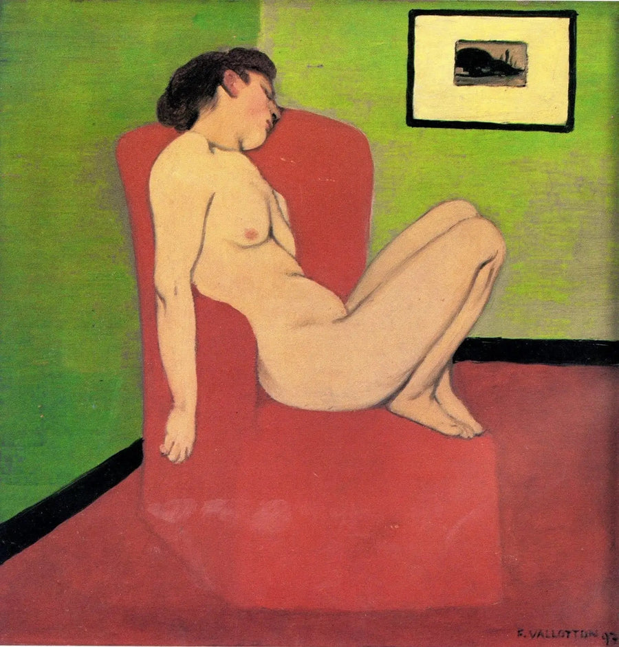 Naken kvinna sittande i en fåtölj - Félix Vallotton