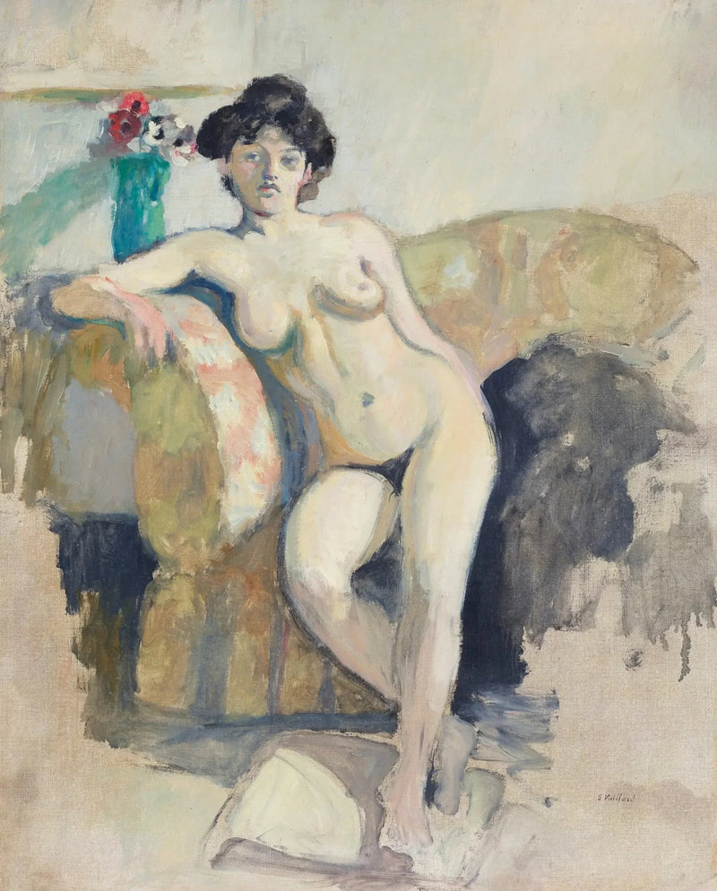 Naken kvinna sittande på en soffa - Édouard Vuillard