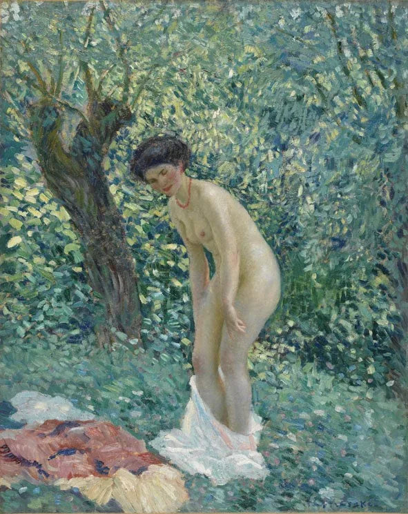Naken kvinna i en skogsdunge - Frederick Carl Frieseke
