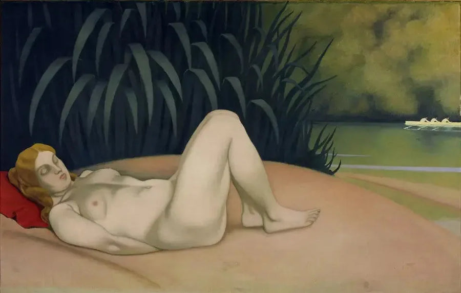 Naken kvinna som sover vid vattnet - Félix Vallotton