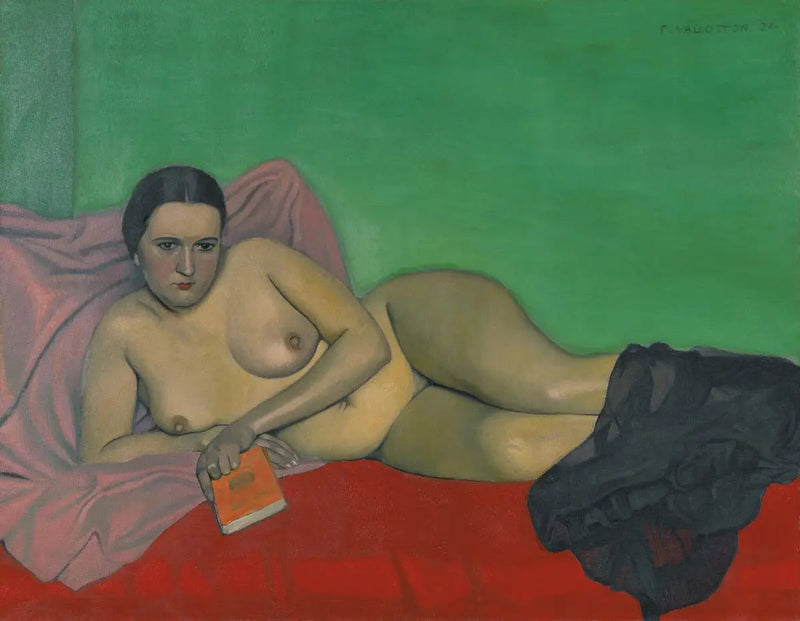 Naken kvinna som håller en bok - Félix Vallotton