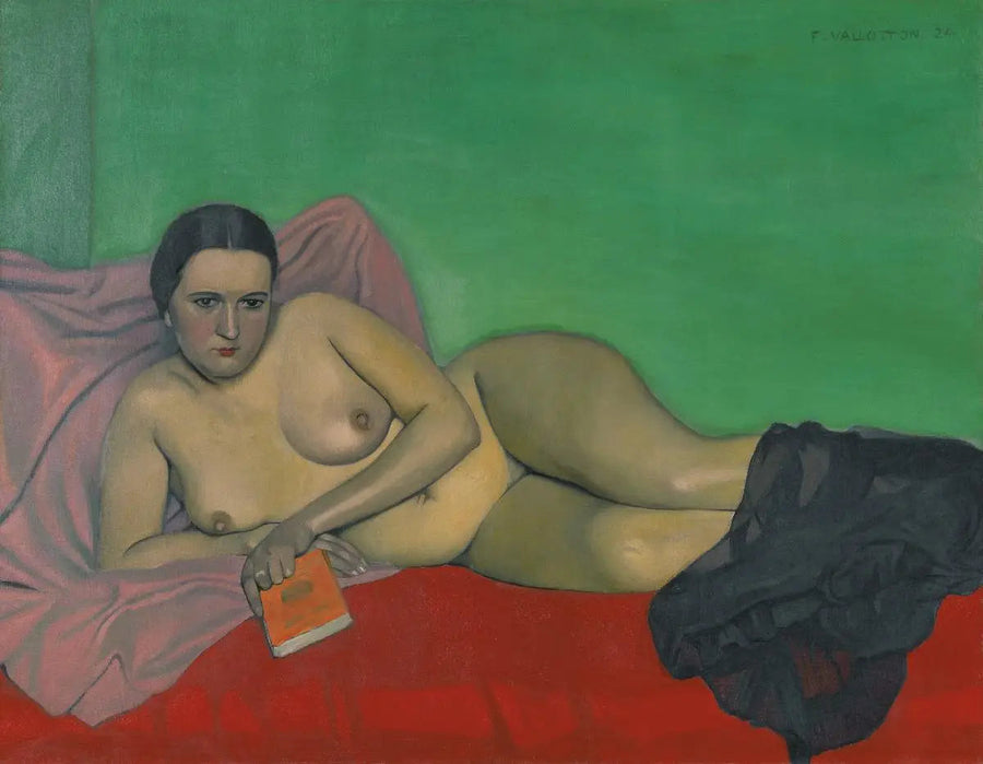 Naken kvinna som håller en bok - Félix Vallotton