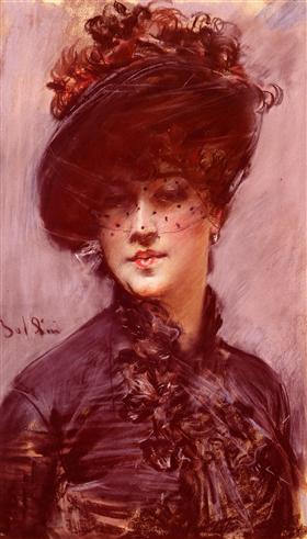 Kvinna med svart hatt och slöja - Giovanni Boldini