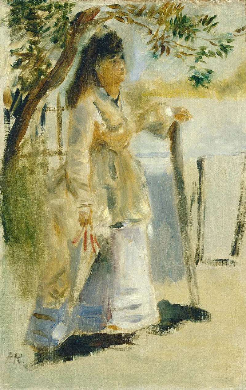 Kvinna vid ett staket - Pierre-Auguste Renoir