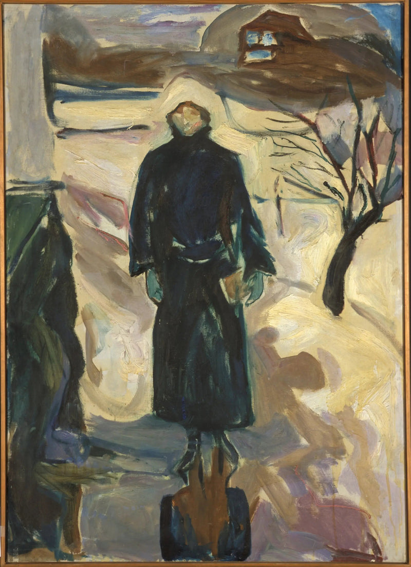 Kvinna nära hörnet av huset - Edvard Munch