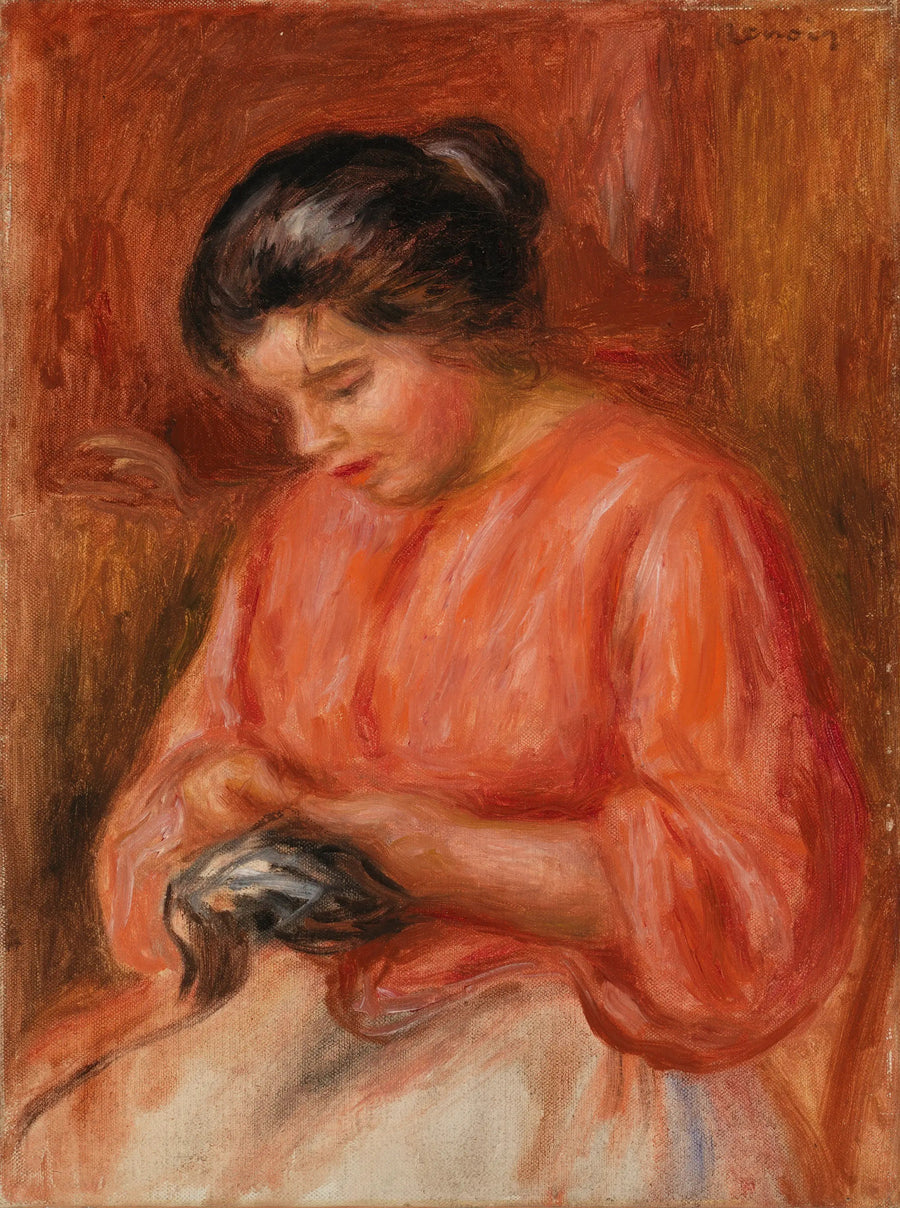 Kvinna som återupptar - Pierre-Auguste Renoir