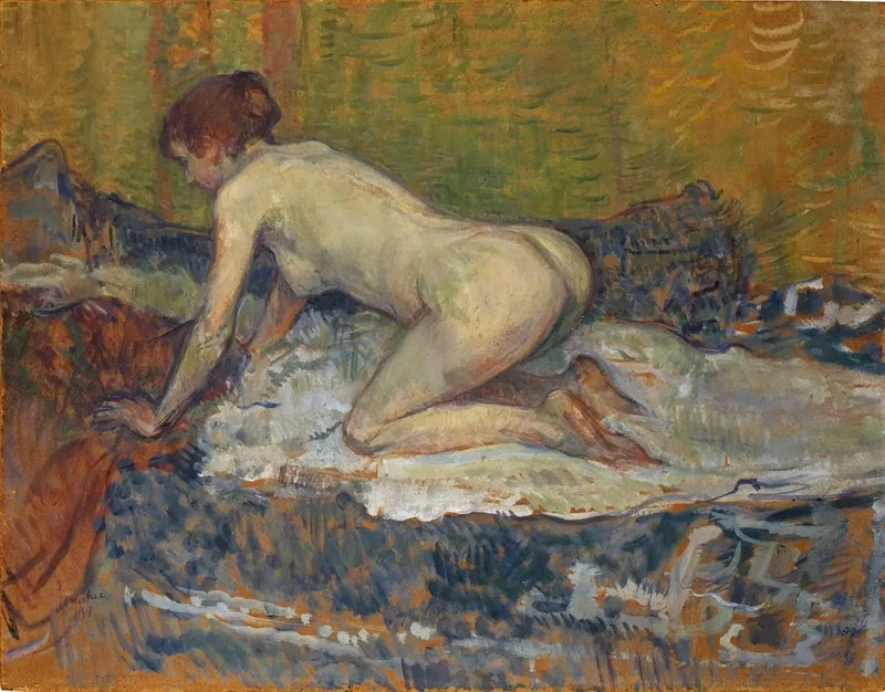 Rödhuvad naken kvinna i hukande ställning - Henri de Toulouse-Lautrec