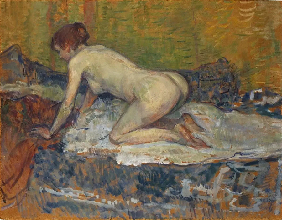 Rödhuvad naken kvinna i hukande ställning - Henri de Toulouse-Lautrec