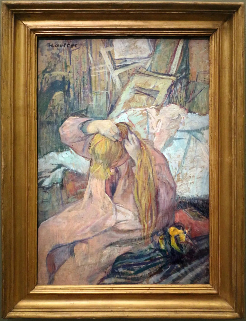 Kvinna som stylar sitt hår. Den som kammar sig - Henri de Toulouse-Lautrec