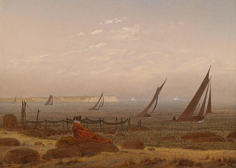 Kvinna på stranden i Rügen - Caspar David Friedrich