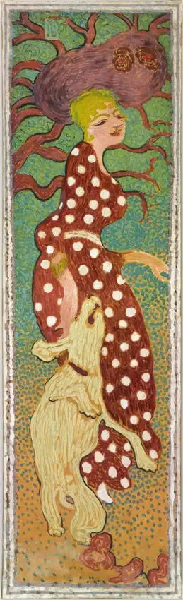 Kvinnor i trädgården: kvinna i klänning med vita prickar - Pierre Bonnard