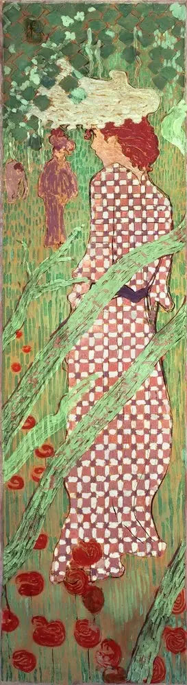 Kvinnor i trädgården: kvinna i rutigt kläde - Pierre Bonnard