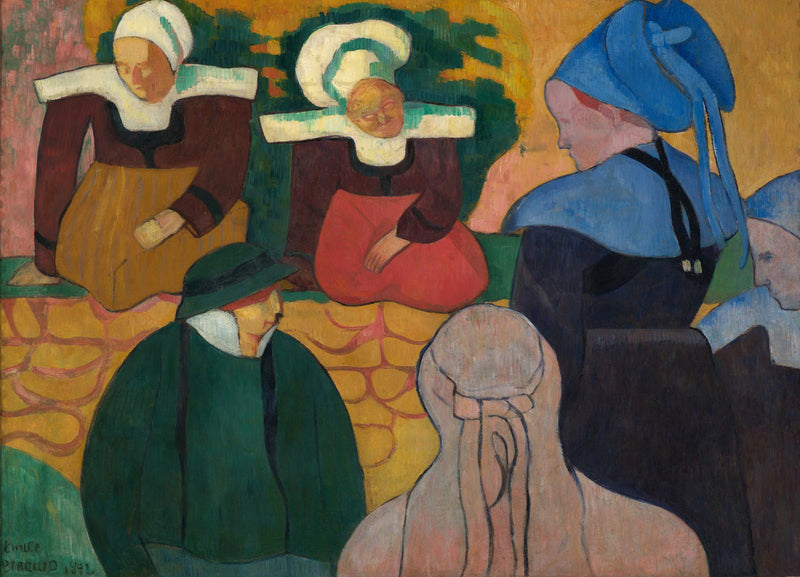 Bretonskt kvinnor framför en vägg - Émile Bernard
