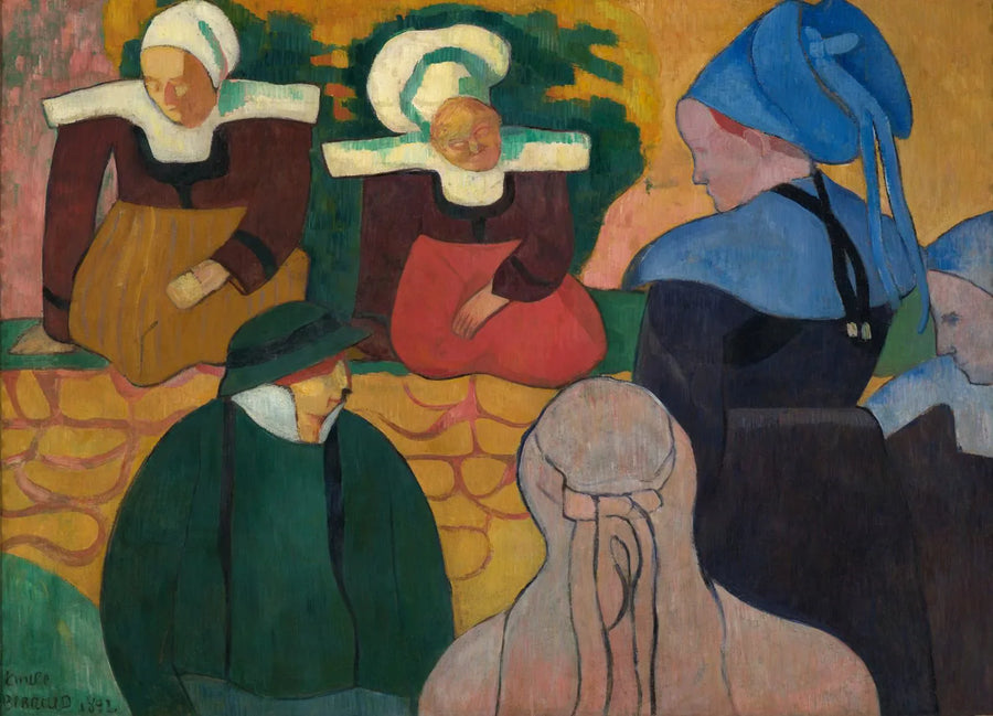Bretonskt kvinnor framför en vägg - Émile Bernard
