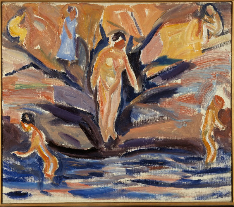 Kvinnor och barn som badar - Edvard Munch
